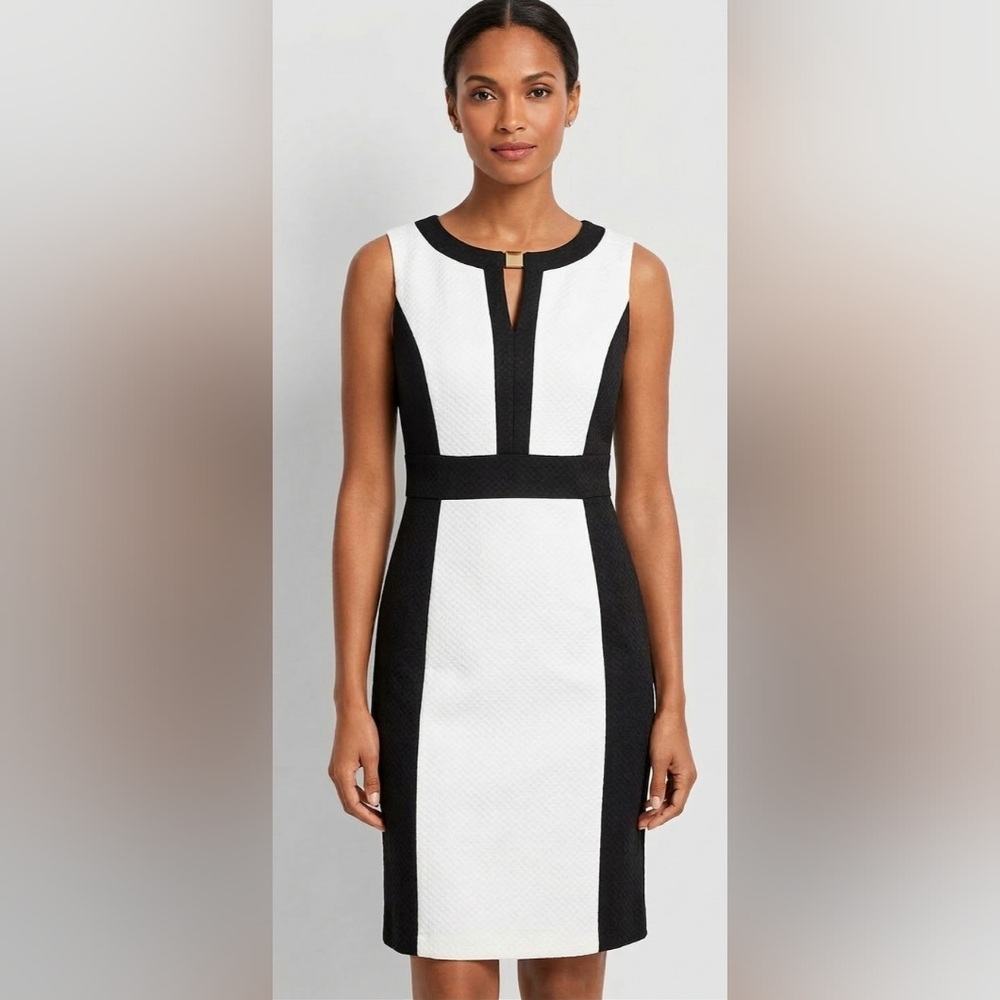 Tahari-Levine Studio Black and White Sleeveless Colorblock Mini Dress Size 10